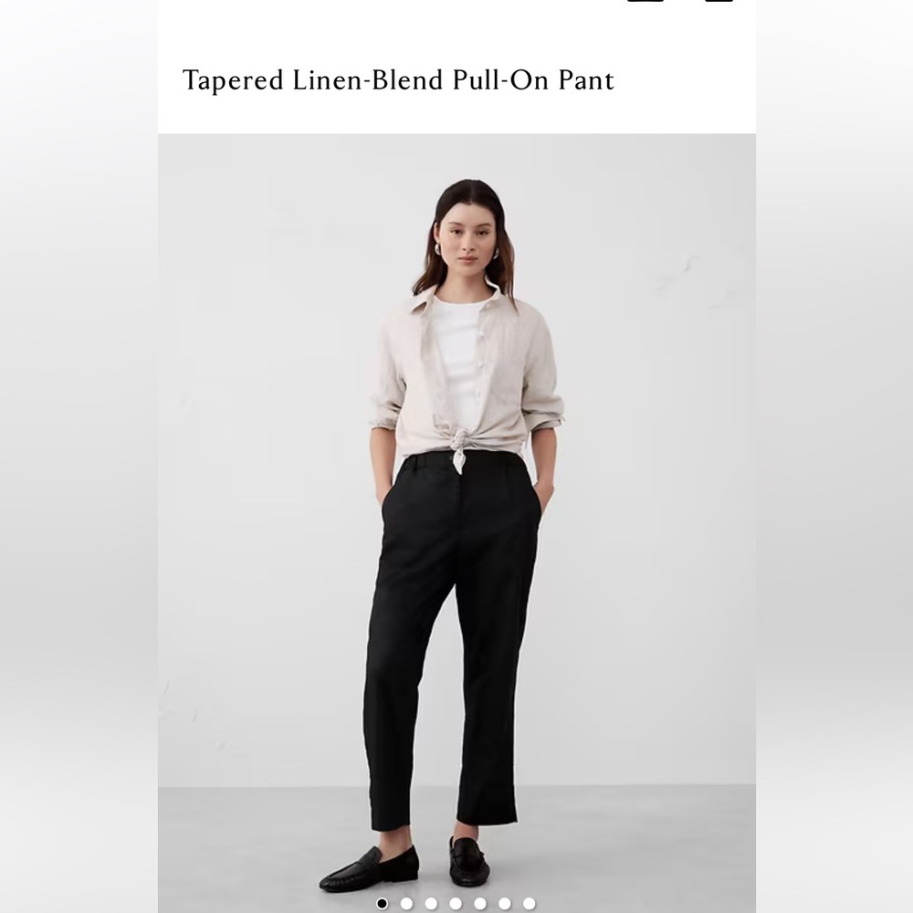Banana Republic Black Tapered Linen-Blend Pants